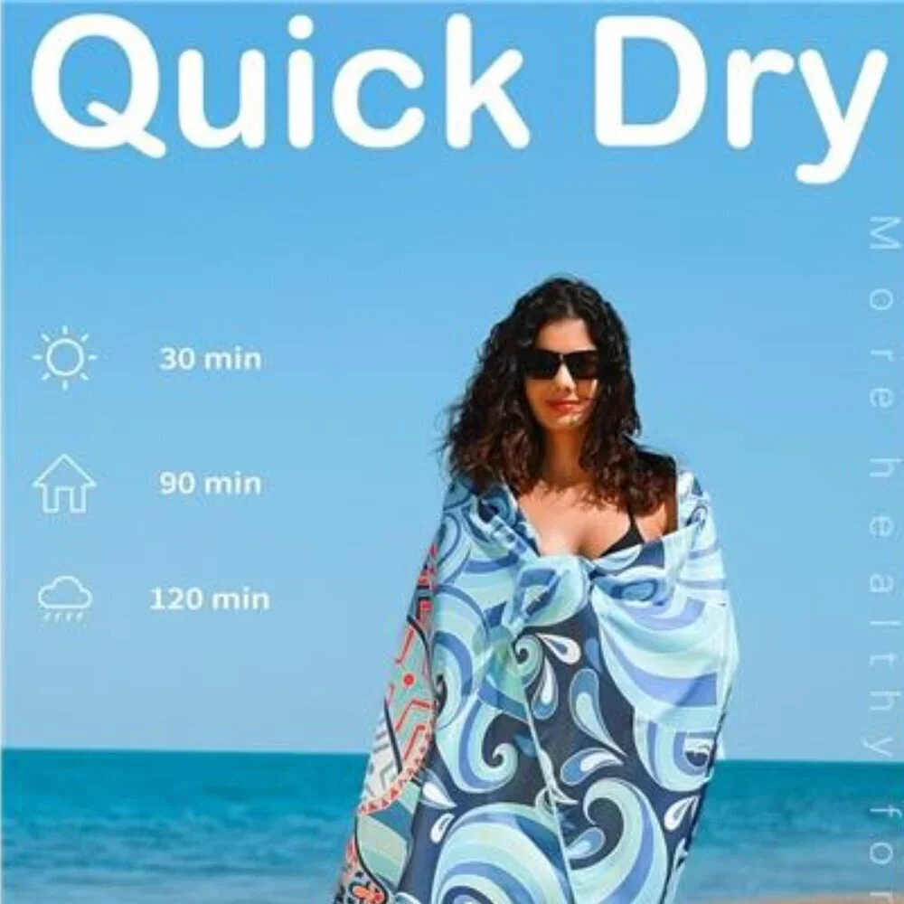 Microfiber Lightweight Thin Gym Beach Towel Compact Sea Turtle Design 32x71 inch